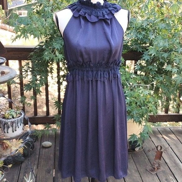 Theme Navy Blue Ruffly Dress - Picture 1 of 12